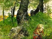 Carl Larsson, Suzanne i en skogsbacke Flickan i skogen